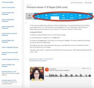 This is what each module or lesson looks like on the inside. I add feedback plus links to Soundcloud, Google Drive links, YouTube videos etc. 