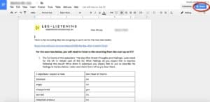 Once I've prepared the lesson for my student, I click on share to send them the link so they can do the listening work outside of class to prepare. 