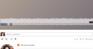 Souncloud displays recordings as a wave. You click on the wave where you want to leave a comment, or in this case write what you hear i.e. do a dictation exercise to test and develop your listening skills. 
